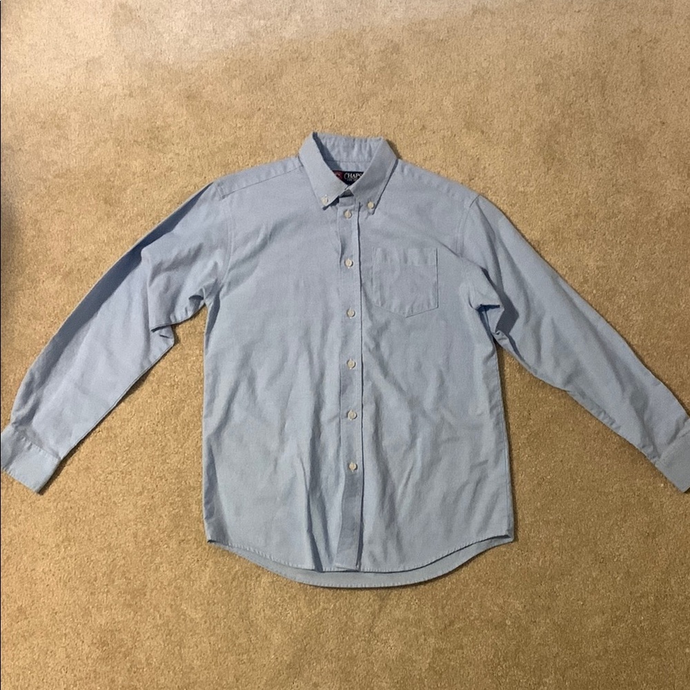 Chaps Blue Button Down Shirt Classic Collar